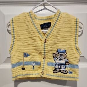 Tion Design Yellow and Blue Knit Sweater with Sporty Accents